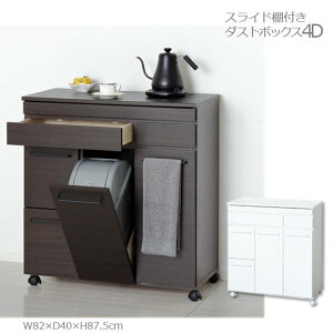 スライド棚付きダストボックス4D (ホワイト) (ブラウン) ※北海道・沖縄・離島は別途条件あり(N)