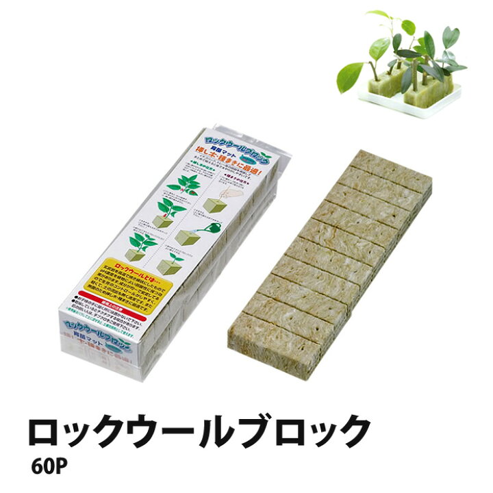 楽天市場 ロックウール ブロック 60p ミネラル豊富 植物用 培地 30mm角 60個 簡単 水耕栽培 土栽培 あす楽 水耕栽培 専門店のエコゲリラ