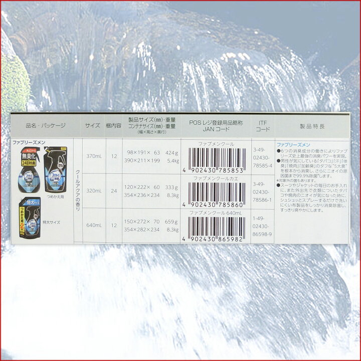 楽天市場】ファブリーズメン クールアクアの香り つめかえ用 320ml × 24パック 【PG】【82301111 kzh】 : エコ肥料店 楽天市場】ファブリーズメン クールアクアの香り つめかえ用 320ml × 24パック 【PG】【82301111 kzh】 : エコ肥料店