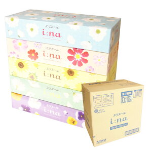 エリエール i:na イーナ ティッシュペーパー 150組 60箱(5箱×12パック)【大王製紙 140サイズ】【713618】
