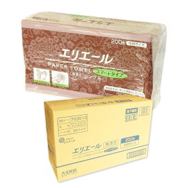 エリエール ペーパータオル スマートタイプ 無漂白 シングル 中判 200枚 × 30パック 【大王製紙 業務用 140サイズ】【703513】