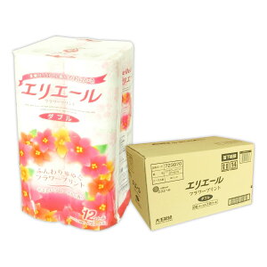 エリエール フラワープリント トイレットティシュー やさしいフローラルの香り 25m ダブル 72ロール(12ロール×6パック)【大王製紙 140サイズ】【823297 kzh】
