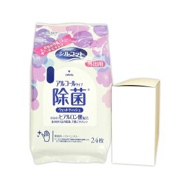 シルコット 除菌 ウェットティッシュ アルコールタイプ 無香料 外出用 24枚 × 12パック 【ユニ・チャーム unicharm 80サイズ】【47871 kzh 内箱×2】