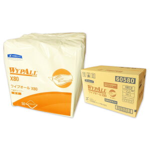 ワイプオール x80 4つ折り 50枚 × 12パック 【日本製紙クレシア 業務用 140サイズ】【60580】