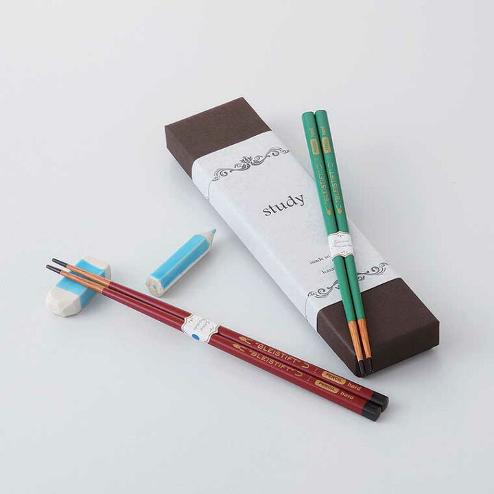 楽天市場 ユニークな鉛筆型お箸と消しゴム型の箸置きのギフトセット Study チョップスティックケース レスト キッチン雑貨のお店 エコキッチン