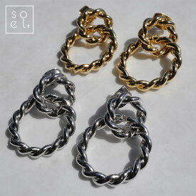 ねじれ ダブル フープ ピアス シルバー ゴールド 韓国 レディース シンプル 大人 おしゃれ フープデザイン フープピアス 小さめ アクセサリー 華奢 上品｜jn2010-pi14｜[メール便対応] [ソエルプラス]