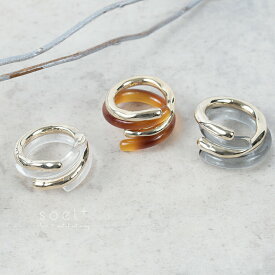 巻きリングセット 指輪 レディース ごつめ 太め シンプル 2個セット 異素材ミックス 個性派 高見え ゴールド クリア 女性 カジュアル プチプラ コスパ良い プレゼント ギフト｜jn2103-ri05｜[メール便対応] [ソエルプラス]