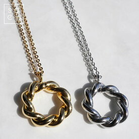 ネックレス レディース シンプル ゴールド シルバー リング 輪っか フープ ダブルフープ ねじれ スタイリッシュ カジュアル ｜jn-2011-ne01｜[メール便対応] [ソエルプラス]