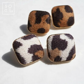 レオパード ピアス プチプラ ブラウン ベージュ 韓国 レディース 大人 おしゃれ 個性的 可愛い 両耳 女性 小さめ 流行り 人気 アクセサリー 華奢 上品｜jn2011-pi17｜[メール便対応] [ソエルプラス]