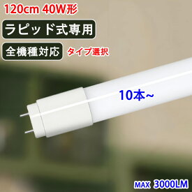 led蛍光灯 10本セット 40w型　ラピッド式器具専用/全種類対応　工事不要 120cm MAX3000LM led 蛍光灯 40w型 40W 直管 120P-RAW-RIG-10set