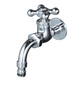 ニッコーエクステリア 飾り蛇口 Hシリーズ 自在蛇口(ホースアダプター一体型) クロームメッキ H303 ※固定コマ仕様(寒冷地で使用可能)