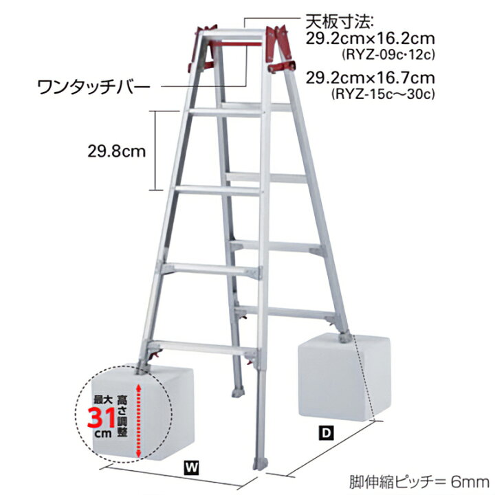 楽天市場】長谷川工業 伸縮脚立 RYZ-27c ハセガワ 個人宅配送不可 