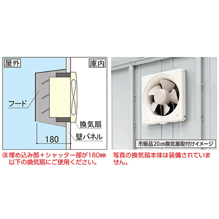 楽天市場 イナバガレージ専用オプション フード付cm換気扇取付用パネル Knk Fj 環境生活