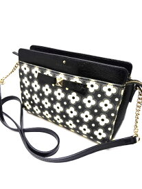 【中古】kate spade ケイトスペード ショルダーバッグ チェーンバッグ フラワーモチーフ 花柄 リボン レディース ブランド バッグ 鞄 カバン ブラック系