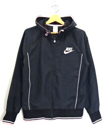 【中古】NIKE ナイキ ジップアップ ジャケット ジャージ フーディー ウーブンジャケット DRI-FIT ジョギング ランニング スポーツ レディース スポーツウェア サイズ L ブラック系