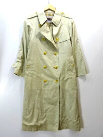 【中古】古着 90s BURBERRY'S バーバリーズ オールドバーバリー トレンチコート ロングコート チェック レディース アウター コート 90年代オ レトロ 肩パッド サイズ 9AR ベージュ系