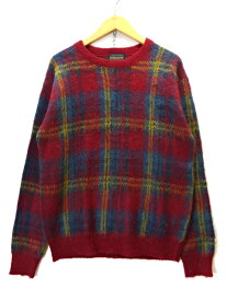 【中古】古着 PENDLETON ペンドルトン モヘヤ ニット セーター チェック柄 長袖 L/S USED ユーズド メンズ トップス サイズ M レッド系