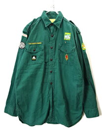 【中古】古着 60's BOY SCOUTS OF CANADA ボーイスカウト シャツ 長袖シャツ 60年代 カナダ製 ビンテージ ヴィンテージ メンズ トップス グリーン系