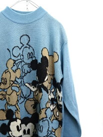 【中古】ERNY Mickey Mouse ミッキー マウス ニットセーター ディズニー ヴィンテージ 古着 M ライトブルー