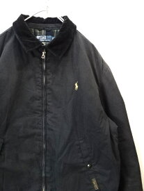 【中古】古着 90s Polo RalphLauren ポロ ラルフローレン スイングトップ コーデュロイ襟 TALON 90年代 ビンテージ ヴィンテージ メンズ アウター ジャケット サイズ XL ブラック系