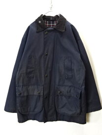 【中古】古着 イギリス製 CLANE クラネ WACHS-WETTERJACKE オイルドジャケット フーディー 襟コーデュロイ メンズ アウター コート サイズ S　ネイビー系