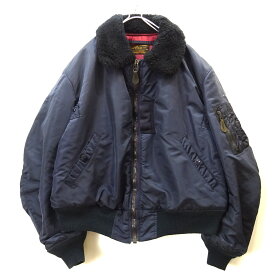 【中古】古着 USA製 HOPE MFG　B-15C フライトジャケットナイロン 米国製 SCOVILLジッパー HOPE MANUFACTURING INC メンズ アウター ブルゾン サイズ 40 ネイビー系