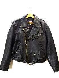 【中古】古着 HARLEY DAVIDSON ハーレーダビッドソン ダブルライダースジャケット レザー 本革 牛革 カウレザー メンズ アウター ジャケット サイズ L ブラック系 難あり