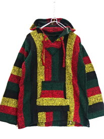 【中古】古着 Mexican Parka メキシカンパーカー メキパ プルオーバー フーディー フード プルオーバージャケット ラスタカラー カラフル ネイティブ ストライプ メンズ トップス マルチカラー系