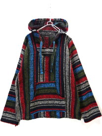 【中古】古着 Mexican Parka メキシカンパーカー メキパ プルオーバー フーディー フード プルオーバージャケット カラフル ネイティブ ストライプ メンズ トップス マルチカラー系