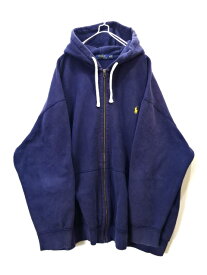 【中古】古着 Polo RalphLauren ポロ ラルフローレン ビッグサイズ スウェット パーカー フーディー ロングスリーブ L/S 長袖 ビッグシルエット ベトナム製 メンズ トップス サイズ 4XB ネイビー系