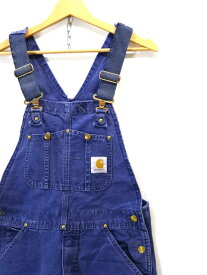 【中古】古着 80s Carhartt カーハート ダックダブルニー オーバーオール コットン ダック地 ヴィンテージ ビンテージ 80年代 パンツ メンズ ボトムス オールインワン サイズ L ネイビー系