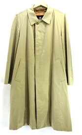 【中古】AQUASCUTUM アクアスキュータム ステンカラーコート 英国製 コート バルマカーンコート ロングコート 裏j地チェック ライナー付 アウター サイズ 38 ベージュ系