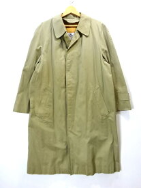 【中古】古着 AQUASCUTUM アクアスキュータム ステンカラーコート ライナー付き ロングコート 裏地チェック アウター カーキベージュ系