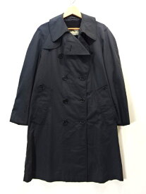 【中古】古着 英国製 AQUASCUTUM アクアスキュータム トレンチコート ロングコート ダブル イングランド製 ビンテージ ヴィンテージ メンズ アウター ネイビー系