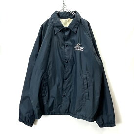 【中古】USA製　AUBURN　ナイロン　コーチジャケット　アメリカ製　ワンポイント　刺繍　古着　メンズ　アウター　ジャケット 　サイズ　XL　ブルー系