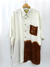 【中古】古着 FIRST DOWN プリント シャツ 半袖 S/S バックプリント ビッグサイズ ビッグシルエット USED ユーズド メンズ トップス サイズ XXL 白 ホワイト系