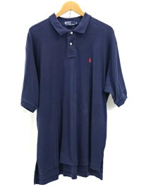 【中古】Polo by Ralph Lauren ポロ ラルフローレン ポロシャツ 半袖 S/S ワンポイント 古着 USED ユーズド メンズ トップス シャツ グアテマラ製 サイズ XL ネイビー系