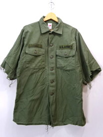 【中古】古着 VOTE MAKE NEW CLOTHS ボートメイクニュークローズ U.S.ARMY ミリタリーシャツ 半袖シャツ リメイク ARMY メンズ トップス サイズ 10 1/2 カーキグリーン系