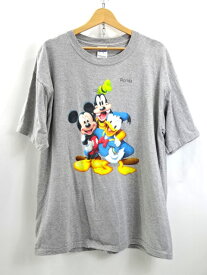 【中古】古着 GILDAN disney ディズニー キャラクター プリントTシャツ ミッキー グーフィー ドナルド ヘビーウェイトT ウルトラコットン 半袖 S/S 90年代 90'S USED ユーズド ホンジュラス製 グレー系