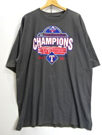 【中古】古着 Majestic マジェスティック Tシャツ 半袖 S/S MLB ALDS アメリカンリーグディビジョンシリーズ メンズ トップス サイズ XL グレー系