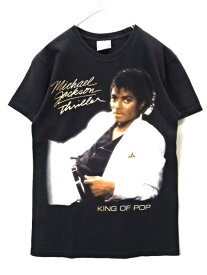 【中古】US古着 Michael Jackson 　マイケルジャクソン　thriller　スリラー　ジャケット　プリントTシャツ 半袖 S/S 　Tシャツ Hanes製　メンズ レディース サイズ　S 　ブラック系