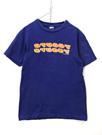 【中古】古着 USA製　90'S STUSSY ステューシー ロゴ プリント Tシャツ 半袖 S/S old stussy 90年代　紺タグ　オールド ストリート トップス サイズ S ネイビー系