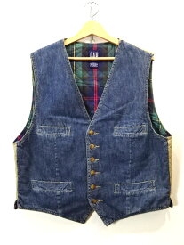 【中古】古着 90's GAP ギャップ オールドギャップ デニム ベスト ジレ キルティング チェック ヴィンテージ VINTAGE ビンテージ メンズ トップス サイズ M インディゴ系