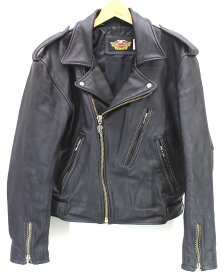 【中古】HARLEY DAVIDSON ハーレーダビッドソン ジャケット ダブルライダース エンジン型押し サイズS ブラック