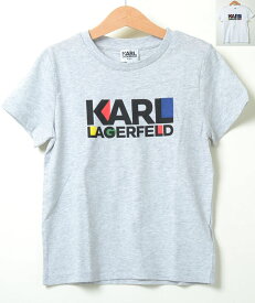 【104-114】Karl Lagerfeld Kids T-shirt カールラガーフェルド ティーシャツ ホワイト グレー 白 KIDS キッズ 子供 ユニセックス 男の子 女の子 z25226 高級子供服ブランド ハイブランド ハイクオリティ