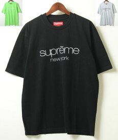 【並行輸入品】Supreme Classic Logo S/S Top メンズ ティシャツ 半袖 ブラック ヘザーグレー ライム XL 全6色