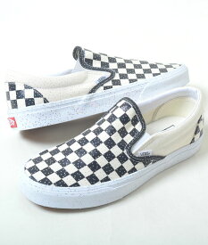 VANS CLASSIC SLIP-ON ヴァンズ バンズ クラシック スリッポン オフホワイト×ブラック チェック ラメ メンズ ロー スニーカー vn0a4u382na