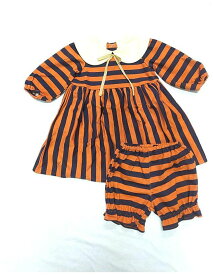 zozio ゾジオ セットアップ ワンピース Stripe OP set ベビー 女の子 1歳 2歳 3歳 ストライプ オレンジ ネイビー 85-95cm 綿100％