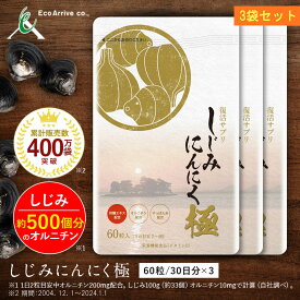 【エコアライブ公式】しじみ約500個分のオルニチンとスタミナ食材ニンニクの相乗効果を極めた「しじみにんにく極」（たっぷり30日分|470mg×60粒1袋）オルニチン肝臓エキスサプリメント