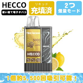 電子タバコ シーシャ 5,500回吸引可能 レモンミント lemonmint フレーバー 水蒸気タバコ 持ち運びシーシャ 禁煙グッズ ベイプエンジン ニコチンなし vape 本体 爆煙 1個入れ HECCO